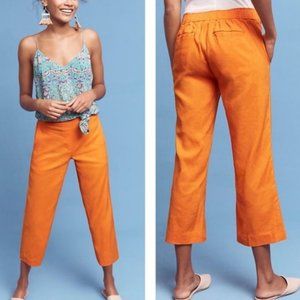 Anthropologies Cartonnier orange cropped linen pants S